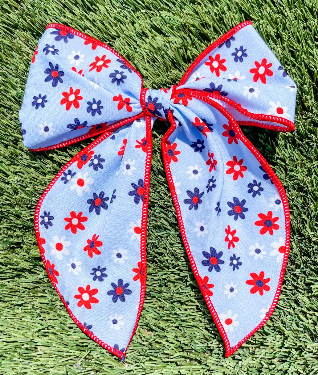 Red, White and Blue Daisy Bow