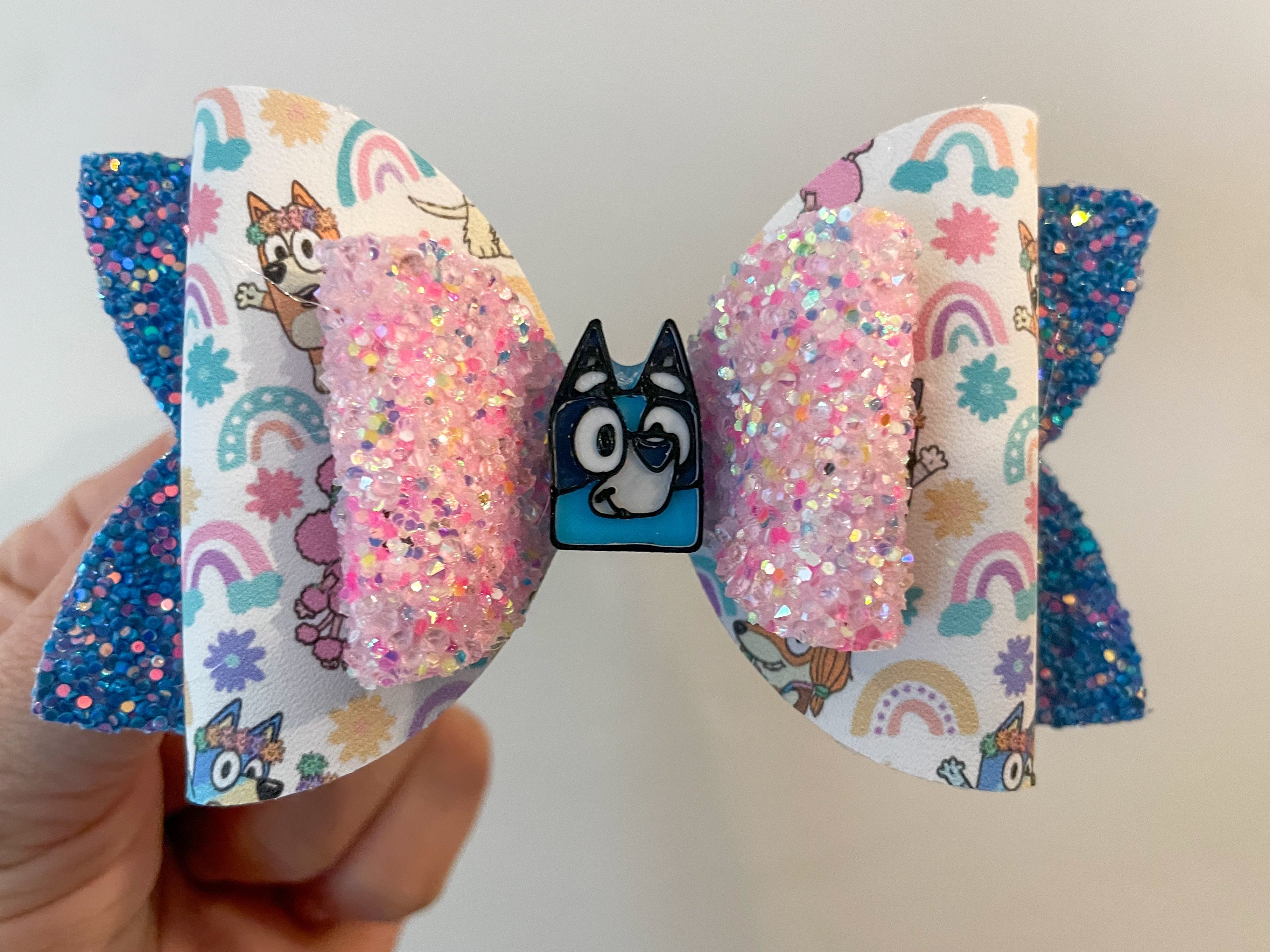 Blue Dog and Rainbows Bow